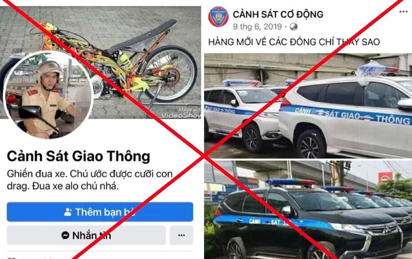 Trang mạng xã hội dùng hình ảnh của lực lượng công an. Ảnh: CACC Trang mạng xã hội dùng hình ảnh của lực lượng công an. Ảnh: CACC