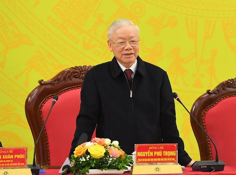 Tổng Bí thư Nguyễn Phú Trọng phát biểu tại hội nghị. Ảnh: Bộ Công an Tổng Bí thư Nguyễn Phú Trọng phát biểu tại hội nghị. Ảnh: Bộ Công an