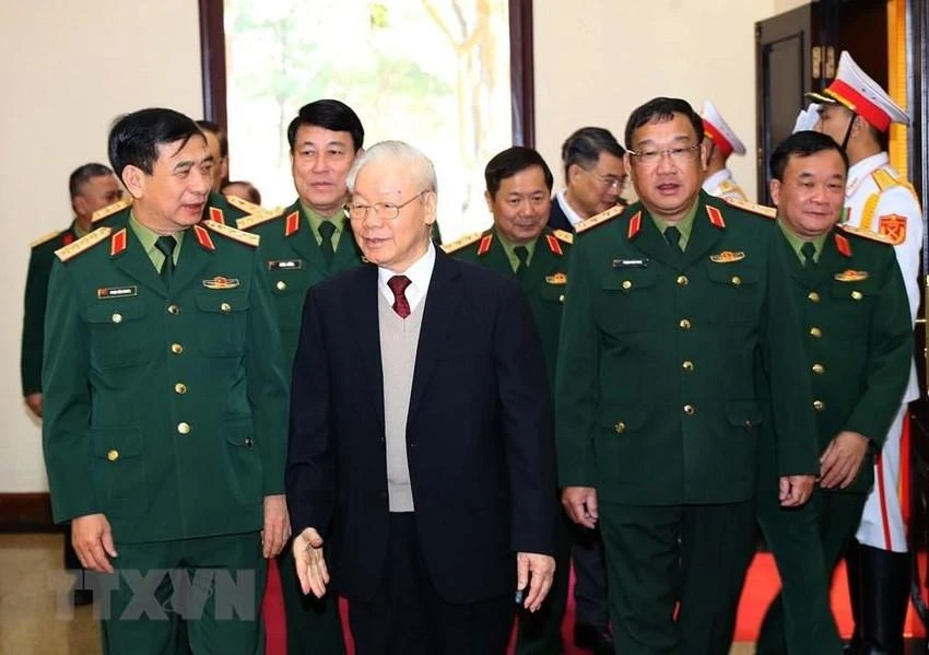 Tổng Bí thư Nguyễn Phú Trọng đến dự hội nghị. Ảnh: TTXVN Tổng Bí thư Nguyễn Phú Trọng đến dự hội nghị. Ảnh: TTXVN