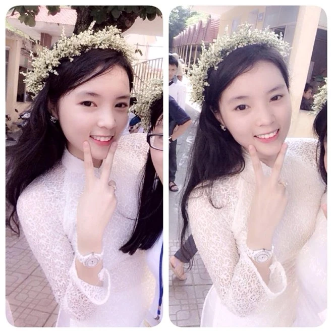 Hình ảnh xinh tươi của tân hoa hậu hồi cuối năm lớp 12. Ảnh đời thường từ quê mùa đến hot girl của hoa hậu Kỳ Duyên