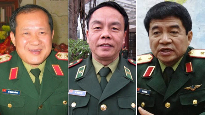 Từ trái qua: Ông Bế Xuân Trường - Thứ trưởng Bộ Quốc phòng, ông Võ Trọng Việt - Thứ trưởng Bộ Quốc phòng và ông Võ Văn Tuấn - Phó Tổng tham mưu trưởng QĐND Việt Nam