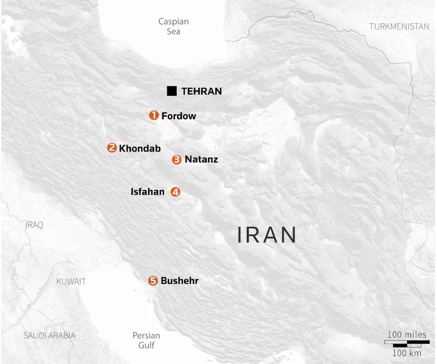 Cuộc chiến Israel-Iran_5 cơ sở hạt nhân chính của Iran.jpg
