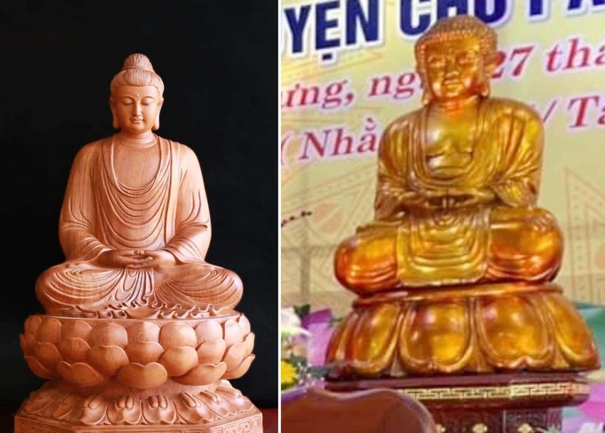 Tượng Bổn Sư và Di Đà. Tượng Bổn Sư và Di Đà.