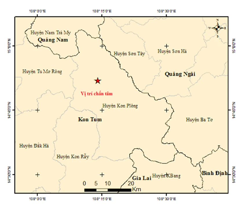 Động đất mạnh tại huyện Kon Plông, kon tum