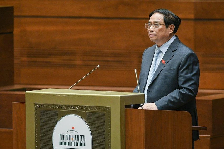 Thủ tướng Phạm Minh Chính trả lời chất vấn của đại biểu QH. Ảnh: PHẠM THẮNG
