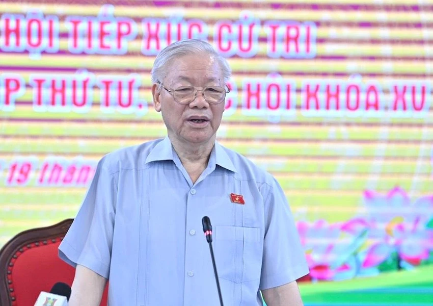 Tổng Bí thư Nguyễn Phú Trọng phát biểu tại cuộc tiếp xúc cử tri. Ảnh: ANH SƠN Tổng Bí thư Nguyễn Phú Trọng phát biểu tại cuộc tiếp xúc cử tri. Ảnh: ANH SƠN