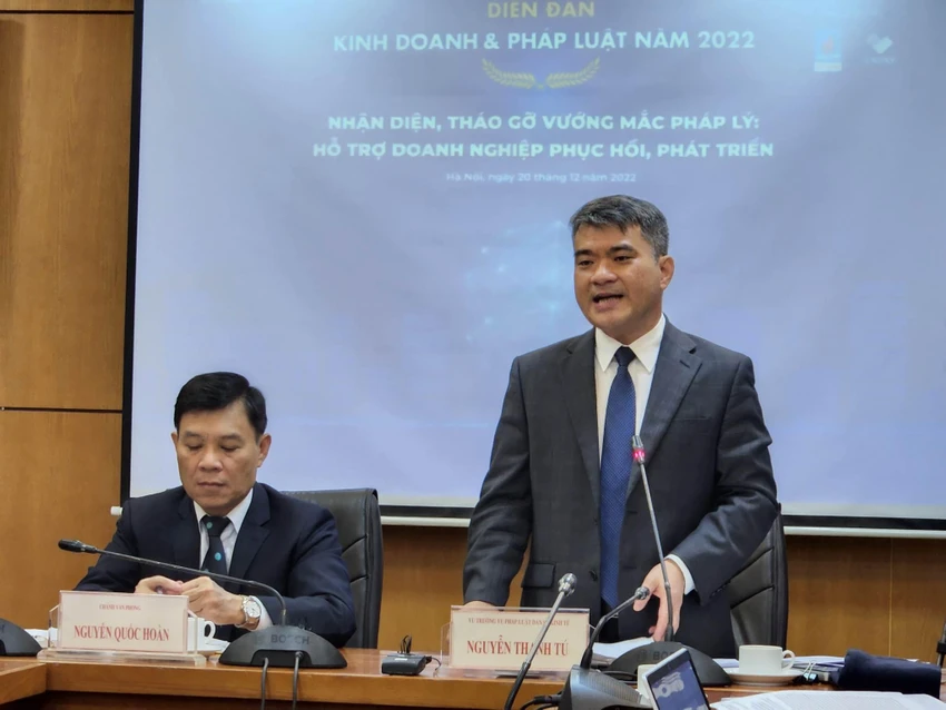 Vụ trưởng Vụ Pháp luật dân sự, kinh tế Nguyễn Thanh Tú. Ảnh: Đ.MINH Vụ trưởng Vụ Pháp luật dân sự, kinh tế Nguyễn Thanh Tú. Ảnh: Đ.MINH