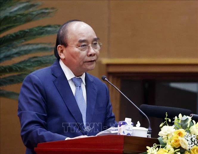 Chủ tịch nước Nguyễn Xuân Phúc phát biểu tại Hội nghị triển khai công tác ngành kiểm sát nhân dân năm 2023. Ảnh: THỐNG NHẤT (TTXVN) Chủ tịch nước Nguyễn Xuân Phúc phát biểu tại Hội nghị triển khai công tác ngành kiểm sát nhân dân năm 2023. Ảnh: THỐNG NHẤT (TTXVN)