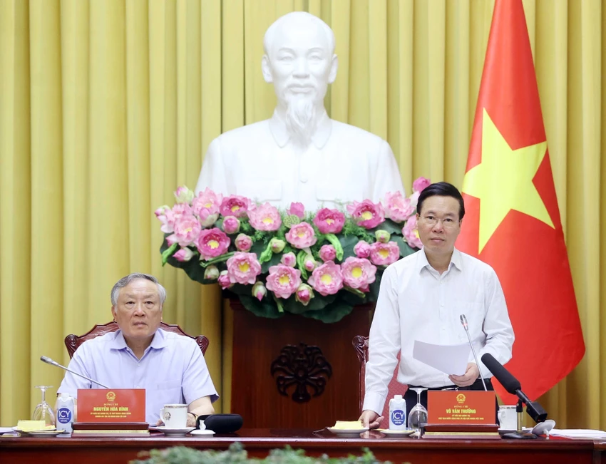 Chủ tịch nước Võ Văn Thưởng chủ trì làm việc với các cơ quan liên quan đánh giá tình hình giải quyết hồ sơ án tử hình và thi hành án tử hình thời gian qua. Ảnh: TTXVN Chủ tịch nước Võ Văn Thưởng chủ trì làm việc với các cơ quan liên quan đánh giá tình hình giải quyết hồ sơ án tử hình và thi hành án tử hình thời gian qua. Ảnh: TTXVN