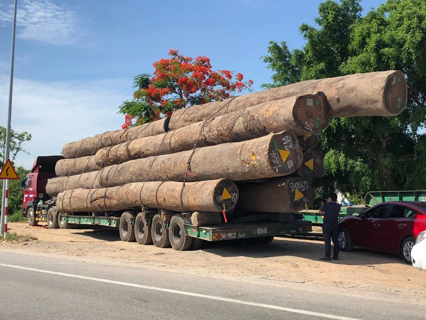 Chiếc xe đầu kéo đang đỗ ở ven đường Quốc lộ 1, đoạn qua xã Tịnh Ấn Đông. Ảnh: CA Chiếc xe đầu kéo đang đỗ ở ven đường Quốc lộ 1, đoạn qua xã Tịnh Ấn Đông. Ảnh: CA
