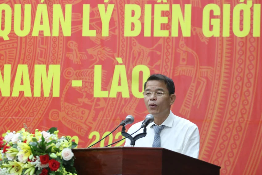 Phó Trưởng Ban Tuyên giáo Trung ương Vũ Thanh Mai phát biểu tại hội nghị về quản lý biên giới. Ảnh: TN