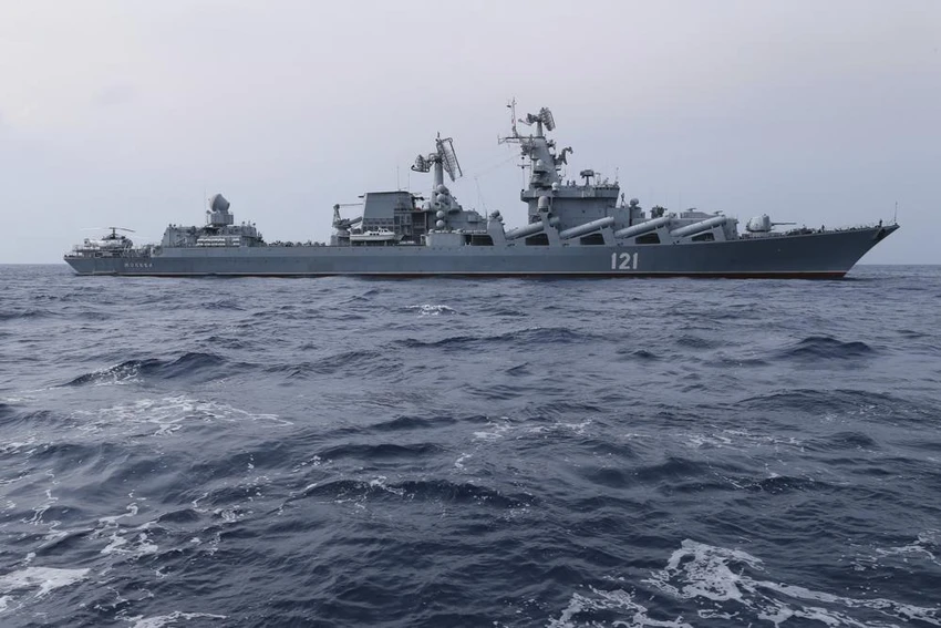 Soái hạm Moskva của Nga trên biển Địa Trung Hải hồi năm 2015. Ảnh: AP