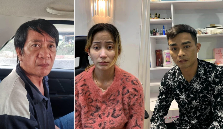 Ba đối tượng Phú, Duyên, Tiện.Ảnh: CA