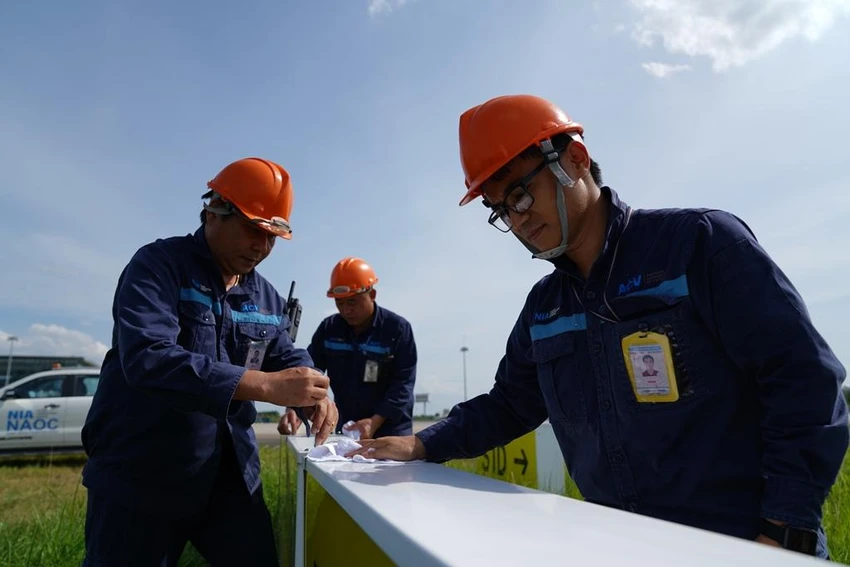 Dưới cái nắng hè oi ả, cảnh nhân viên sân bay Nội Bài vẫn miệt mài thực hiện việc bảo trì để phục vụ tốt nhất cho các chuyến bay. Dưới cái nắng hè oi ả, cảnh nhân viên sân bay Nội Bài vẫn miệt mài thực hiện việc bảo trì để phục vụ tốt nhất cho các chuyến bay.