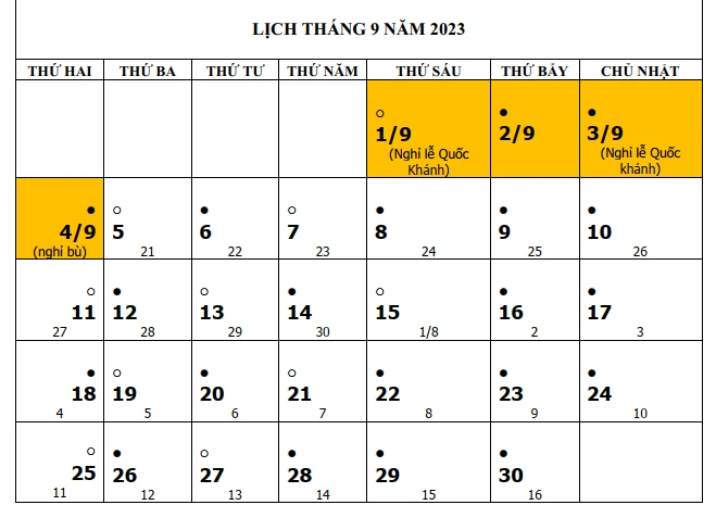 Phương án nghỉ ngày Quốc khánh. Ảnh: V.LONG