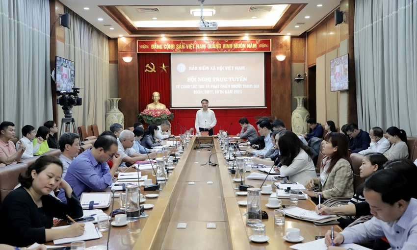 Ông Nguyễn Thế Mạnh, Tổng Giám đốc Bảo hiểm xã hội Việt Nam phát biểu chỉ đạo. Ảnh: V.LONG Bảo hiểm xã hội Việt Nam