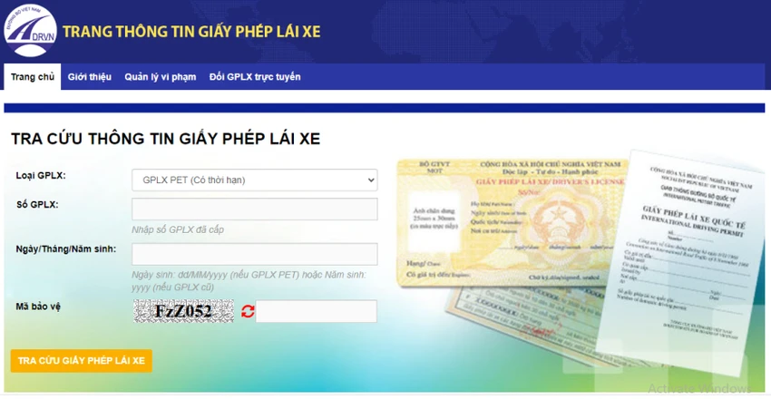 Một số trang website giả mạo trang thông tin điện tử giấy phép lái xe. Ảnh: V.LONG