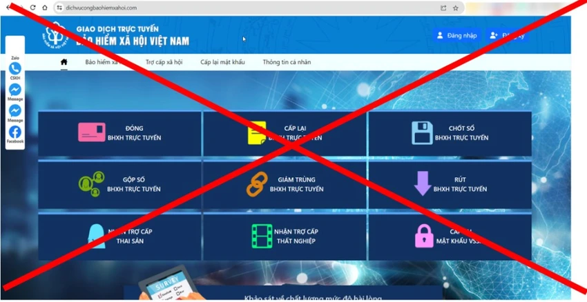 Trang web giả mạo cơ quan bảo hiểm. Trang web giả mạo cơ quan bảo hiểm.