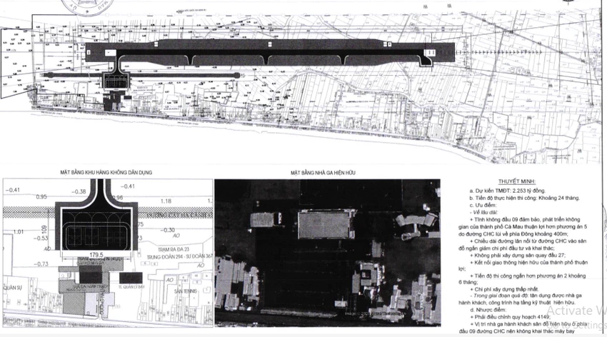 Phương án đầu tư sân bay Cà Mau đến năm 2030. Ảnh: V.LONG