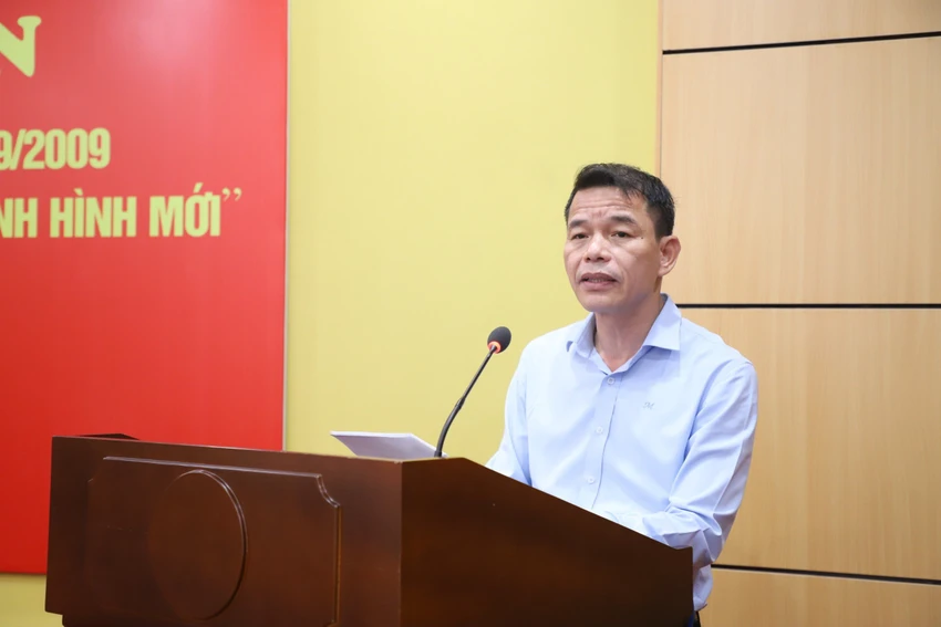 Phó trưởng Ban Tuyên giáo Trung ương Vũ Thanh Mai phát biểu tại hội nghị của BHXH Việt Nam. Ảnh: V.LONG