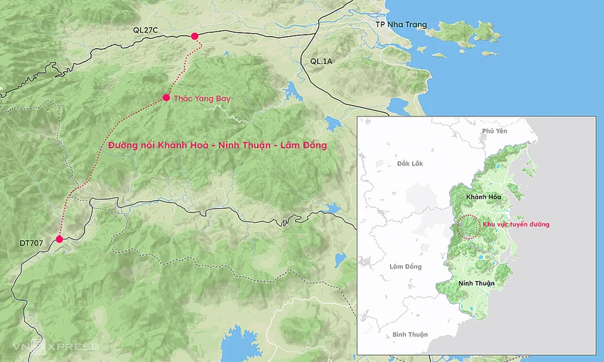 tuyến đường nối tỉnh Khánh Hoà - Ninh Thuận - Lâm Đồng