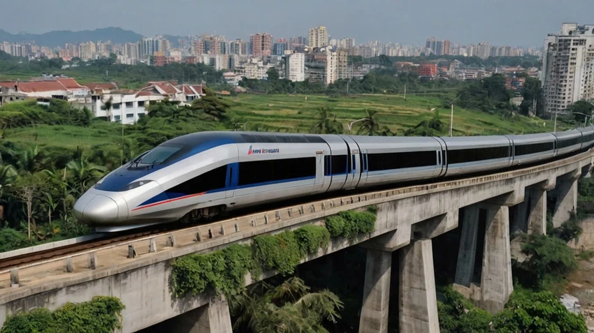 Bộ GTVT dự kiến triển khai đường sắt cao tốc Bắc - Nam trong năm 2027. Ảnh sử dụng công nghệ IA- Ảnh: VIẾT LONGg
