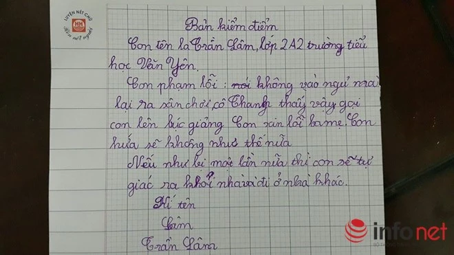Bản kiểm điểm với lời hứa “có một không hai” của học sinh lớp 2 ảnh 1 Bản kiểm điểm với lời hứa “có một không hai” của học sinh lớp 2 ảnh 1