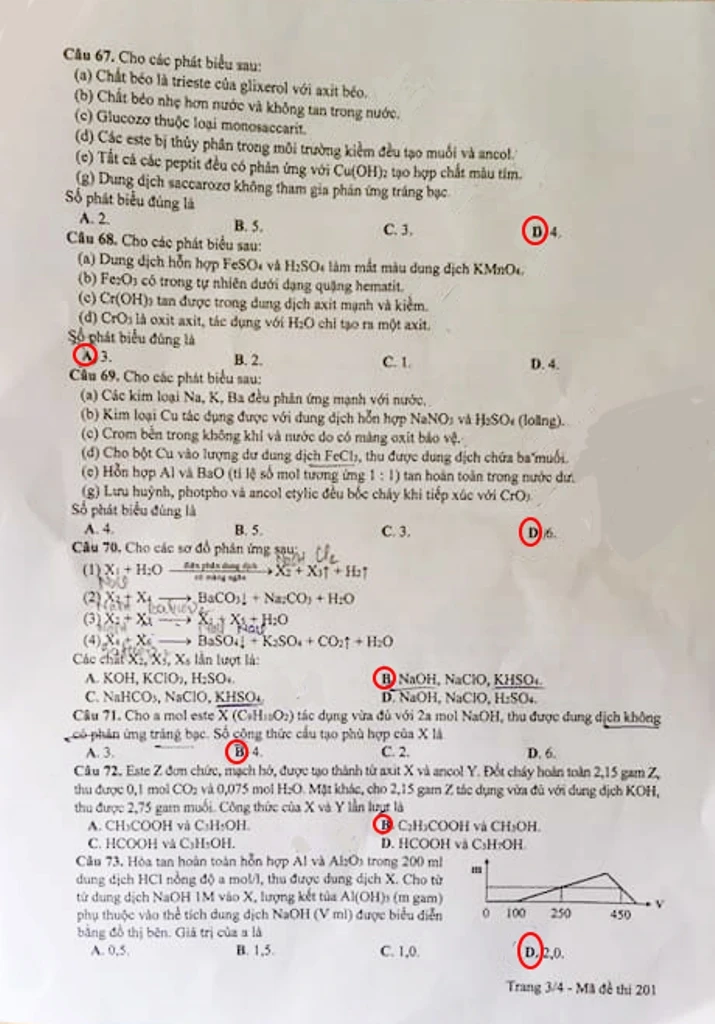 Đề thi, gợi ý bài giải các mã đề môn Hóa học ảnh 11 Đề thi, gợi ý bài giải các mã đề môn Hóa học ảnh 11