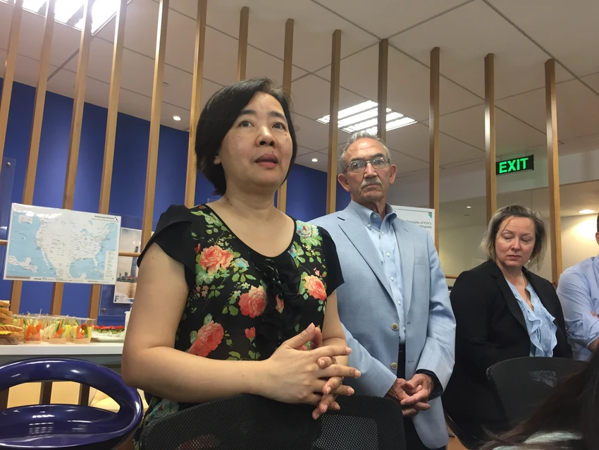 Bà Đàm Bích Thủy, Hiệu trưởng ĐH Fulbright Việt Nam công bố thông tin tuyển sinh khóa đầu tiên của trường tại Việt Nam. Ảnh: P.ĐIỀN