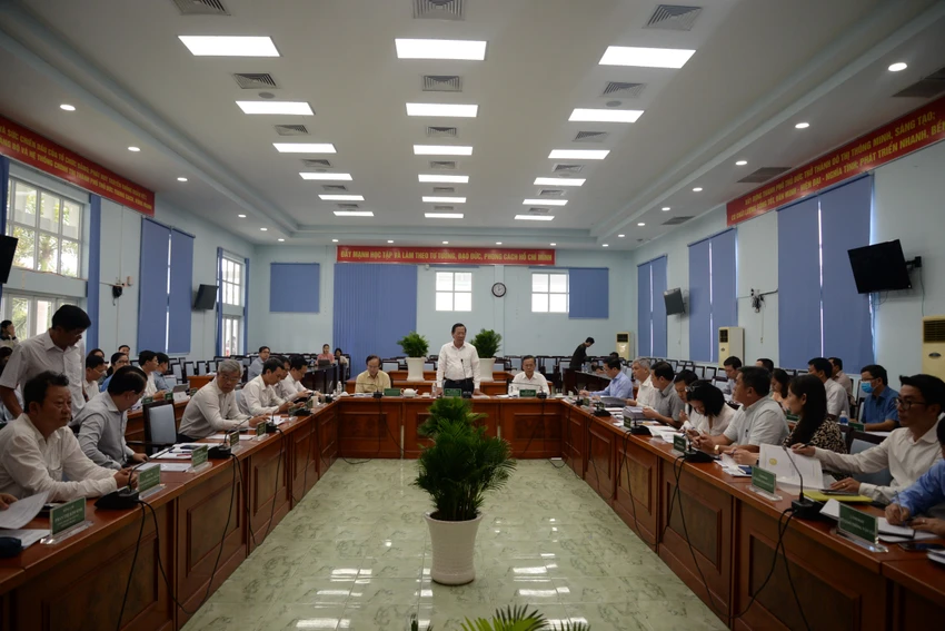 Chủ tịch UBND TP.HCM Phan Văn Mãi làm việc với TP Thủ Đức. Ảnh: T.T