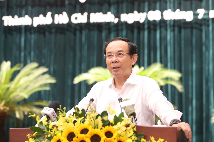 Bí thư Nguyễn Văn Nên phát biểu khai mạc hội nghị. Ảnh: THANH THUỲ Bí thư Nguyễn Văn Nên phát biểu khai mạc hội nghị. Ảnh: THANH THUỲ