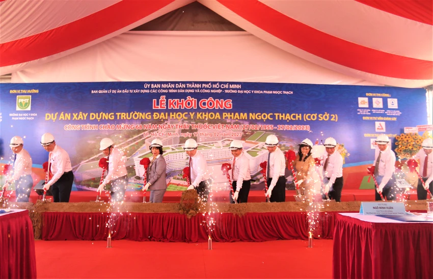 Lễ khởi công dự án xây dựng Trường ĐH Y khoa Phạm Ngọc Thạch cơ sở 2. Ảnh: THẢO PHƯƠNG Lễ khởi công dự án xây dựng Trường ĐH Y khoa Phạm Ngọc Thạch cơ sở 2. Ảnh: THẢO PHƯƠNG