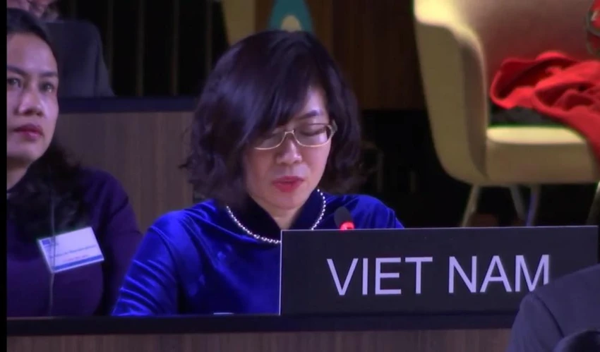 Đại sứ Lê Thị Hồng Vân, Trưởng Phái đoàn thường trực Việt Nam. Ảnh: BNG Đại sứ Lê Thị Hồng Vân, Trưởng Phái đoàn thường trực Việt Nam. Ảnh: BNG
