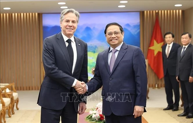 Ngoại trưởng Antony Blinken bày tỏ vui mừng được trở lại thăm Việt Nam sau hơn 6 năm. .Ảnh: TTXVN. Ngoại trưởng Antony Blinken bày tỏ vui mừng được trở lại thăm Việt Nam sau hơn 6 năm. .Ảnh: TTXVN.