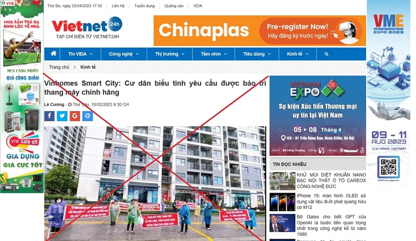 Bài viết trên Tạp chí điện tử Vietnet24h. Ảnh chụp màn hình. Bài viết trên Tạp chí điện tử Vietnet24h. Ảnh chụp màn hình.
