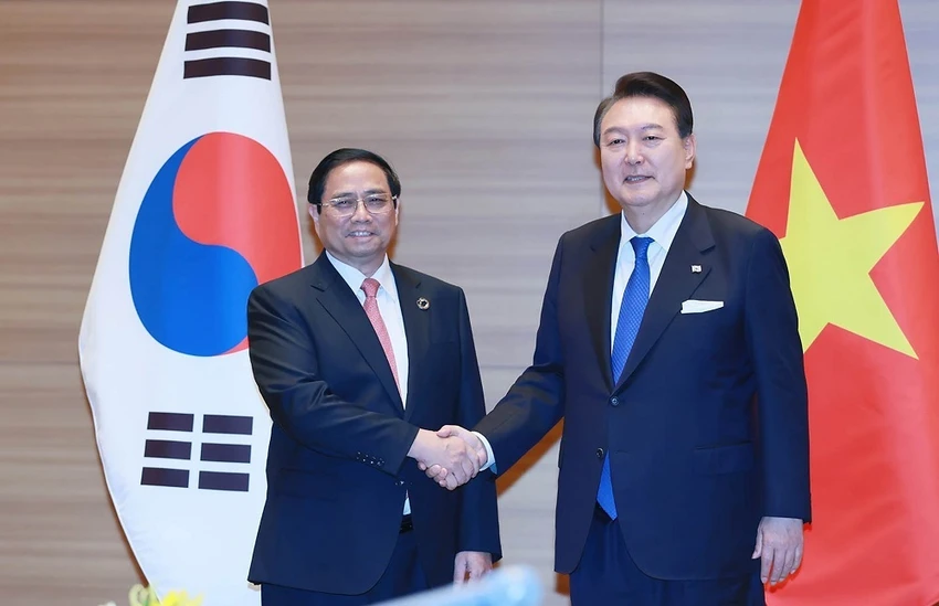 Thủ tướng Phạm Minh Chính và Tổng thống Hàn Quốc Yoon Suk Yeol. Ảnh: TTXVN. Thủ tướng Phạm Minh Chính và Tổng thống Hàn Quốc Yoon Suk Yeol. Ảnh: TTXVN.