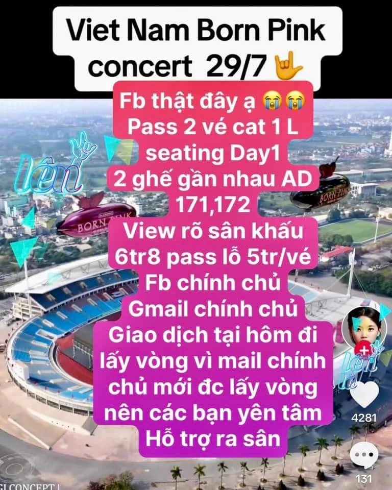 Thông tin bán lại vé của đêm nhạc được nhiều người đăng tải trong các hội nhóm và trang cá nhân. Ảnh: MXH.