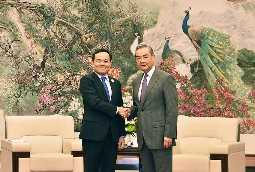 Phó Thủ tướng Chính phủ Trần Lưu Quang hội kiến Bộ trưởng Bộ Ngoại giao Vương Nghị. Ảnh: BNG