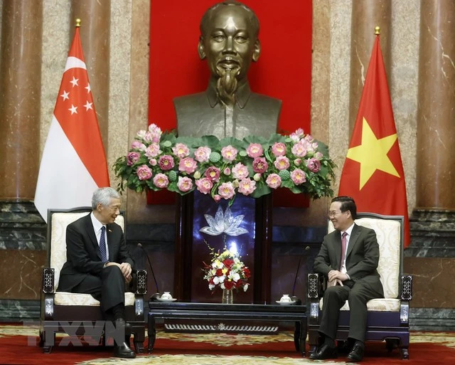 Chủ tịch nước Võ Văn Thưởng tiếp Thủ tướng Singapore Lý Hiển Long nhân dịp thăm chính thức Việt Nam. Ảnh: TTXVN. Chủ tịch nước Võ Văn Thưởng tiếp Thủ tướng Singapore Lý Hiển Long nhân dịp thăm chính thức Việt Nam. Ảnh: TTXVN.