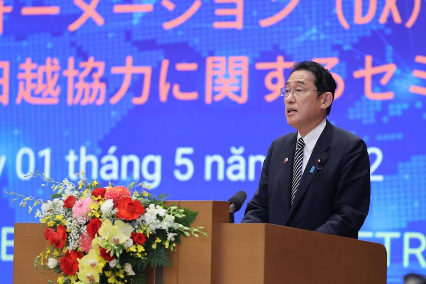 Thủ tướng Kishida Fumio: Khả năng hợp tác giữa Việt Nam và Nhật Bản là không có giới hạn. Ảnh VGP/Nhật Bắc Thủ tướng Kishida Fumio: Khả năng hợp tác giữa Việt Nam và Nhật Bản là không có giới hạn. Ảnh VGP/Nhật Bắc