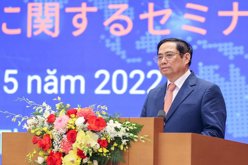 Thủ tướng Phạm Minh Chính: Việt Nam mong muốn tiếp tục nhận được sự phối hợp chặt chẽ, sự ủng hộ, hỗ trợ của Nhật Bản trong quá trình đẩy mạnh đổi mới công nghệ, chuyển đổi số và đa dạng hóa chuỗi cung ứng. Ảnh VGP/Nhật Bắc Thủ tướng Phạm Minh Chính: Việt Nam mong muốn tiếp tục nhận được sự phối hợp chặt chẽ, sự ủng hộ, hỗ trợ của Nhật Bản trong quá trình đẩy mạnh đổi mới công nghệ, chuyển đổi số và đa dạng hóa chuỗi cung ứng. Ảnh VGP/Nhật Bắc
