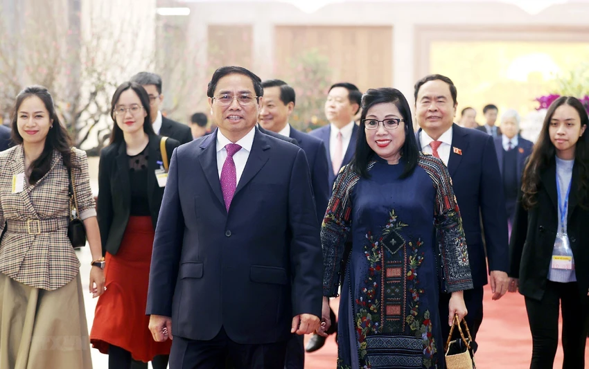 Thủ tướng Phạm Minh Chính và Phu nhân chủ trì chiêu đãi đoàn ngoại giao nhân dịp Tết Quý Mão 2023. (Ảnh: Dương Giang/TTXVN) Thủ tướng Phạm Minh Chính và Phu nhân chủ trì chiêu đãi đoàn ngoại giao nhân dịp Tết Quý Mão 2023. (Ảnh: Dương Giang/TTXVN)