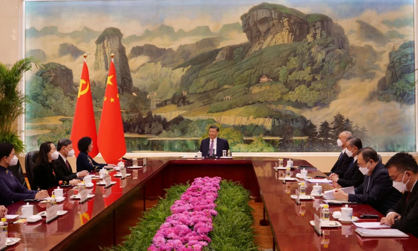 Thường trực Ban Bí thư Trương Thị Mai hội kiến Tổng Bí thư, Chủ tịch Trung Quốc Tập Cận Bình Thường trực Ban Bí thư Trương Thị Mai hội kiến Tổng Bí thư, Chủ tịch Trung Quốc Tập Cận Bình