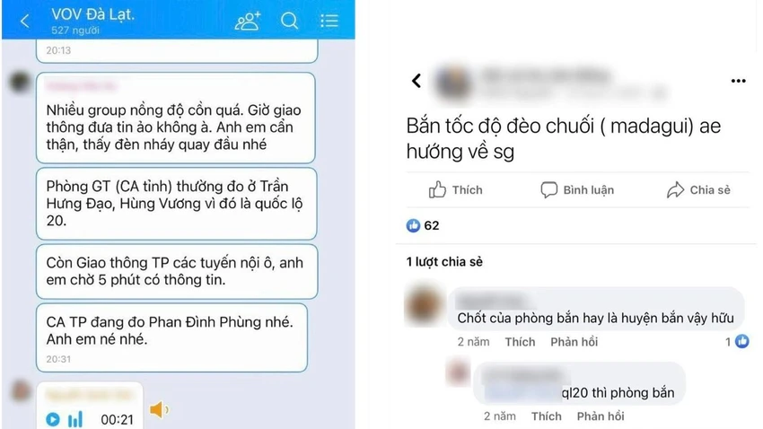 Nhiều nhóm báo chốt CSGT hoạt động trên địa bàn tỉnh Lâm Đồng bị phát hiện