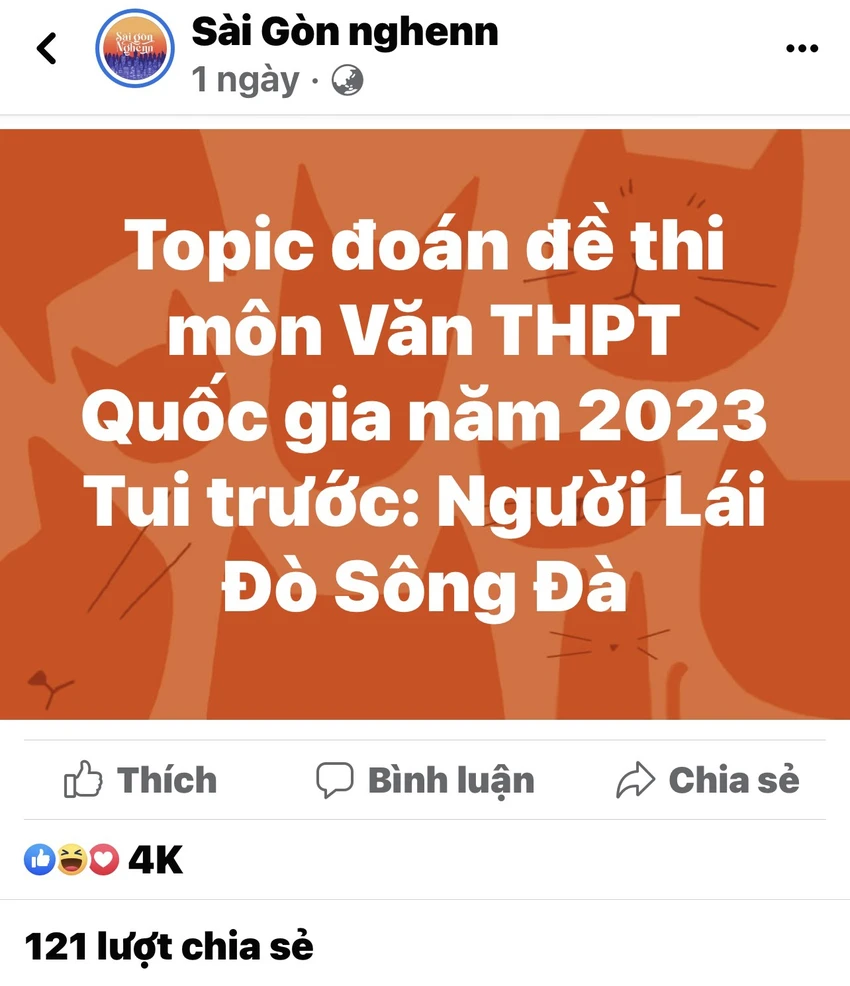 Mạng xã hội Facebook xuất hiện nhiều fanpage dự đoán đề thi Ngữ văn trong kỳ thi THPT 2023, thu hút sự quan tâm từ các thí sinh. Ảnh chụp màn hình. Mạng xã hội Facebook xuất hiện nhiều fanpage dự đoán đề thi Ngữ văn trong kỳ thi THPT 2023, thu hút sự quan tâm từ các thí sinh. Ảnh chụp màn hình.