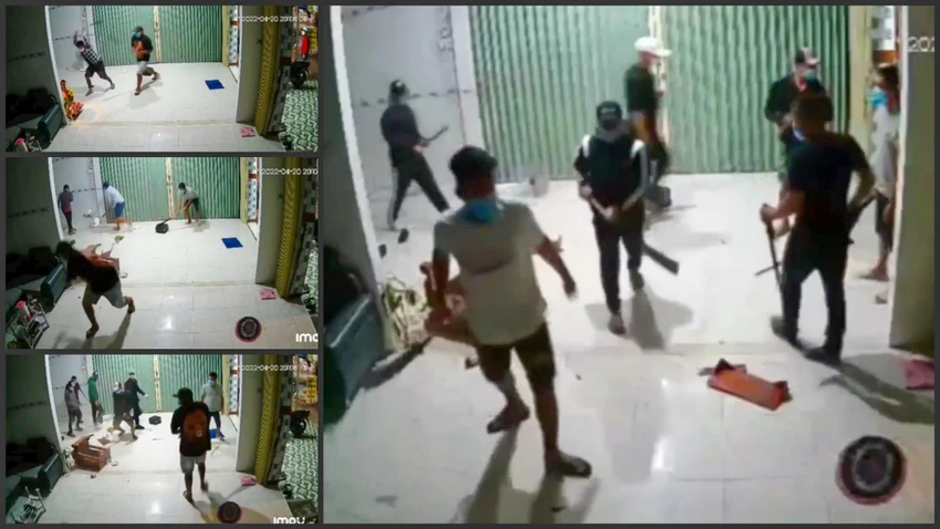 Nhóm người đập phá nhà dân ở thị trấn Sóc Sơn, huyện Hòn Đất, tỉnh Kiên Giang đã được camera an ninh trong nhà ghi lại sự việc. Ảnh cắt từ clip. Nhóm người đập phá nhà dân ở thị trấn Sóc Sơn, huyện Hòn Đất, tỉnh Kiên Giang đã được camera an ninh trong nhà ghi lại sự việc. Ảnh cắt từ clip.