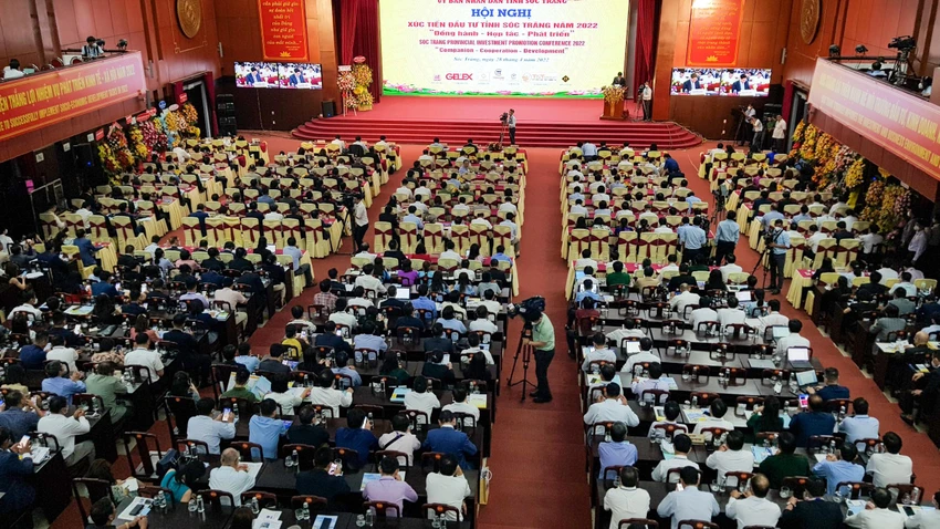 Quang cảnh Hội nghị xúc tiến đầu tư tỉnh Sóc Trăng năm 2022. Ảnh: VĐ Quang cảnh Hội nghị xúc tiến đầu tư tỉnh Sóc Trăng năm 2022. Ảnh: VĐ