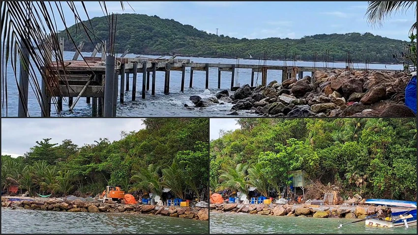 Qua kiểm tra tại phường An Thới và xã Hàm Ninh, đoàn công tác của TP Phú Quốc (tỉnh Kiên Giang) phát hiện nhiều công trình xây dựng vi phạm. Ảnh: THY ANH Qua kiểm tra tại phường An Thới và xã Hàm Ninh, đoàn công tác của TP Phú Quốc (tỉnh Kiên Giang) phát hiện nhiều công trình xây dựng vi phạm. Ảnh: THY ANH