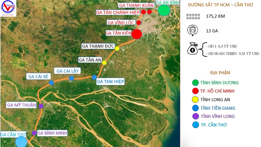 Dự án đường sắt TP.HCM - Cần Thơ có tổng chiều dài hơn 175km, đi qua địa bàn sáu tỉnh, TP. Dự án đường sắt TP.HCM - Cần Thơ có tổng chiều dài hơn 175km, đi qua địa bàn sáu tỉnh, TP.