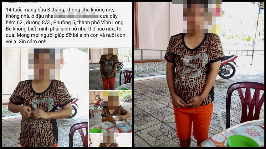Bài đăng trên Facebook về bé gái 14 tuổi mang thai tám tháng. Bài đăng trên Facebook về bé gái 14 tuổi mang thai tám tháng.